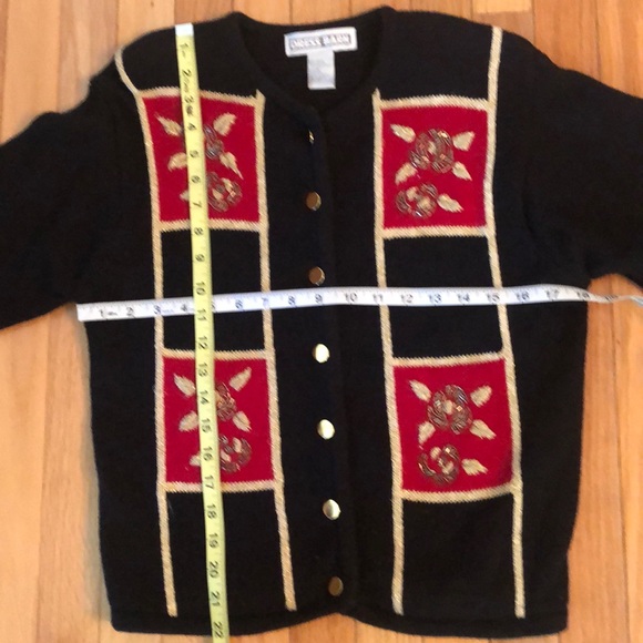 Vintage ugly Christmas sweater blk/red/gold - Picture 4 of 4